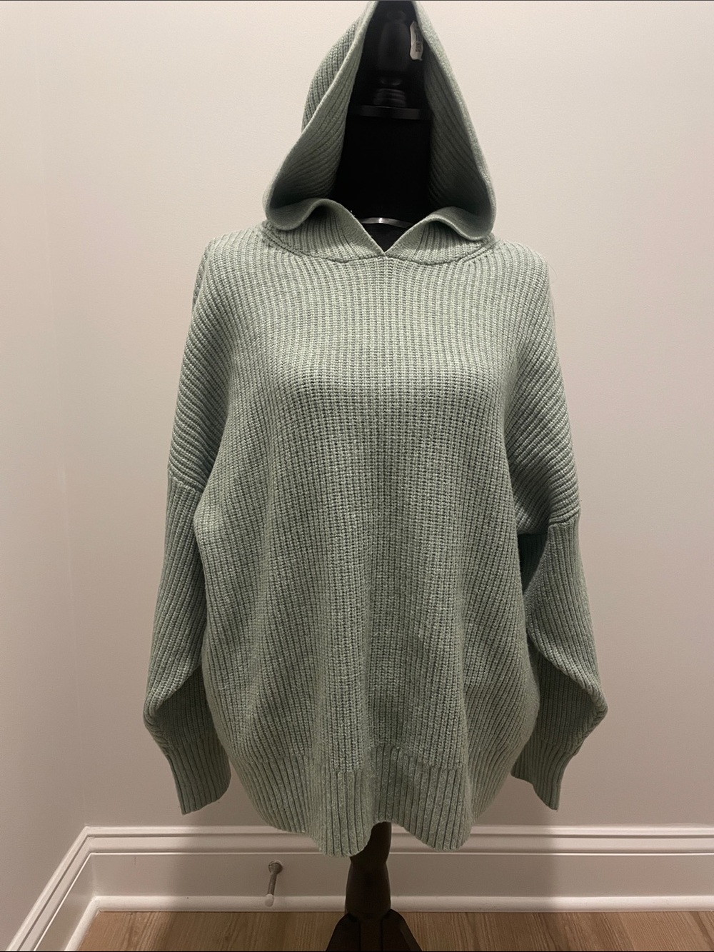 wild fable Sage Green Hooded Ribbed Sweater